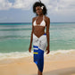 Personalized Curacao Football Marlin Mascot Sarong Caribbean Flag Colors Geometric Blue