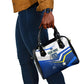 Personalized Curacao Football Marlin Mascot Shoulder Handbag Caribbean Flag Colors Geometric Blue