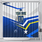 Personalized Curacao Football Marlin Mascot Shower Curtain Caribbean Flag Colors Geometric Blue