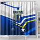 Personalized Curacao Football Marlin Mascot Shower Curtain Caribbean Flag Colors Geometric Blue