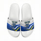 Personalized Curacao Football Marlin Mascot Slide Sandals Caribbean Flag Colors Geometric Blue