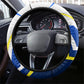 Curacao Football Marlin Mascot Steering Wheel Cover Caribbean Flag Colors Geometric Blue