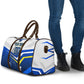 Personalized Curacao Football Marlin Mascot Travel Bag Caribbean Flag Colors Geometric Blue