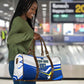 Personalized Curacao Football Marlin Mascot Travel Bag Caribbean Flag Colors Geometric Blue