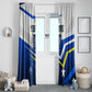 Personalized Curacao Football Marlin Mascot Window Curtain Caribbean Flag Colors Geometric Blue