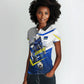 Personalized Curacao Football Marlin Mascot Women Polo Shirt Caribbean Flag Colors Geometric Blue