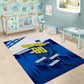 Personalized Curacao Football Area Rug Marlin Mascot Blue National Flag Accents