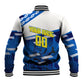 Personalized Curacao Football Baseball Jacket Marlin Mascot Blue National Flag Accents