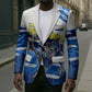 Personalized Curacao Football Blazer Marlin Mascot Blue National Flag Accents