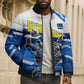 Personalized Curacao Football Bomber Puffer Jacket Marlin Mascot Blue National Flag Accents