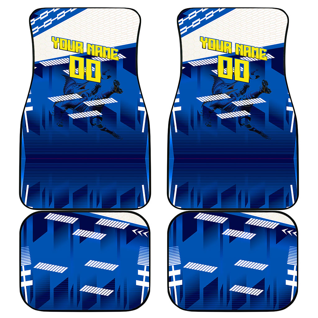 Personalized Curacao Football Car Mats Marlin Mascot Blue National Flag Accents