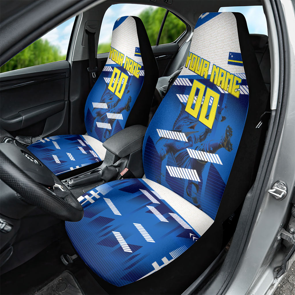 Personalized Curacao Football Car Seat Cover Marlin Mascot Blue National Flag Accents