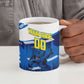 Personalized Curacao Football Ceramic Mug Marlin Mascot Blue National Flag Accents