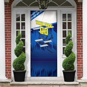 Personalized Curacao Football Door Cover Marlin Mascot Blue National Flag Accents