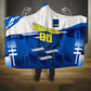 Personalized Curacao Football Hooded Blanket Marlin Mascot Blue National Flag Accents