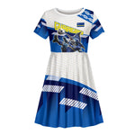 Personalized Curacao Football Kid Short Sleeve Dress Marlin Mascot Blue National Flag Accents