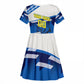 Personalized Curacao Football Kid Short Sleeve Dress Marlin Mascot Blue National Flag Accents