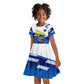 Personalized Curacao Football Kid Short Sleeve Dress Marlin Mascot Blue National Flag Accents