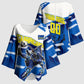 Personalized Curacao Football Kimono Sleeve Blouse Marlin Mascot Blue National Flag Accents