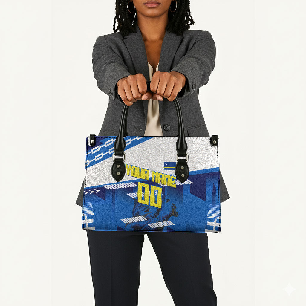 Personalized Curacao Football Leather Bag Marlin Mascot Blue National Flag Accents