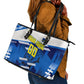 Personalized Curacao Football Leather Tote Bag Marlin Mascot Blue National Flag Accents