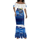 Personalized Curacao Football Mermaid Dress Marlin Mascot Blue National Flag Accents