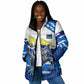 Personalized Curacao Football Padded Jacket Marlin Mascot Blue National Flag Accents