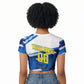 Personalized Curacao Football Raglan Cropped T shirt Marlin Mascot Blue National Flag Accents
