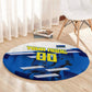 Personalized Curacao Football Round Carpet Marlin Mascot Blue National Flag Accents