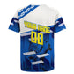 Personalized Curacao Football Rugby Jersey Marlin Mascot Blue National Flag Accents