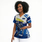 Personalized Curacao Football Scrub Top Marlin Mascot Blue National Flag Accents