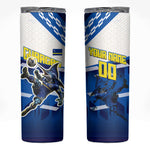 Personalized Curacao Football Skinny Tumbler Marlin Mascot Blue National Flag Accents