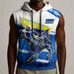 Personalized Curacao Football Sleeveless Hoodie Marlin Mascot Blue National Flag Accents