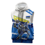 Personalized Curacao Football Sleeveless Zip Hoodie Marlin Mascot Blue National Flag Accents