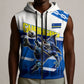 Personalized Curacao Football Sleeveless Zip Hoodie Marlin Mascot Blue National Flag Accents