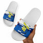 Personalized Curacao Football Slide Sandals Marlin Mascot Blue National Flag Accents