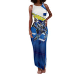 Personalized Curacao Football Tank Maxi Dress Marlin Mascot Blue National Flag Accents