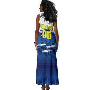 Personalized Curacao Football Tank Maxi Dress Marlin Mascot Blue National Flag Accents