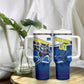 Personalized Curacao Football Tumbler With Handle Marlin Mascot Blue National Flag Accents