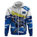 Personalized Curacao Football Zip Hoodie Marlin Mascot Blue National Flag Accents