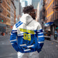 Personalized Curacao Football Zip Hoodie Marlin Mascot Blue National Flag Accents