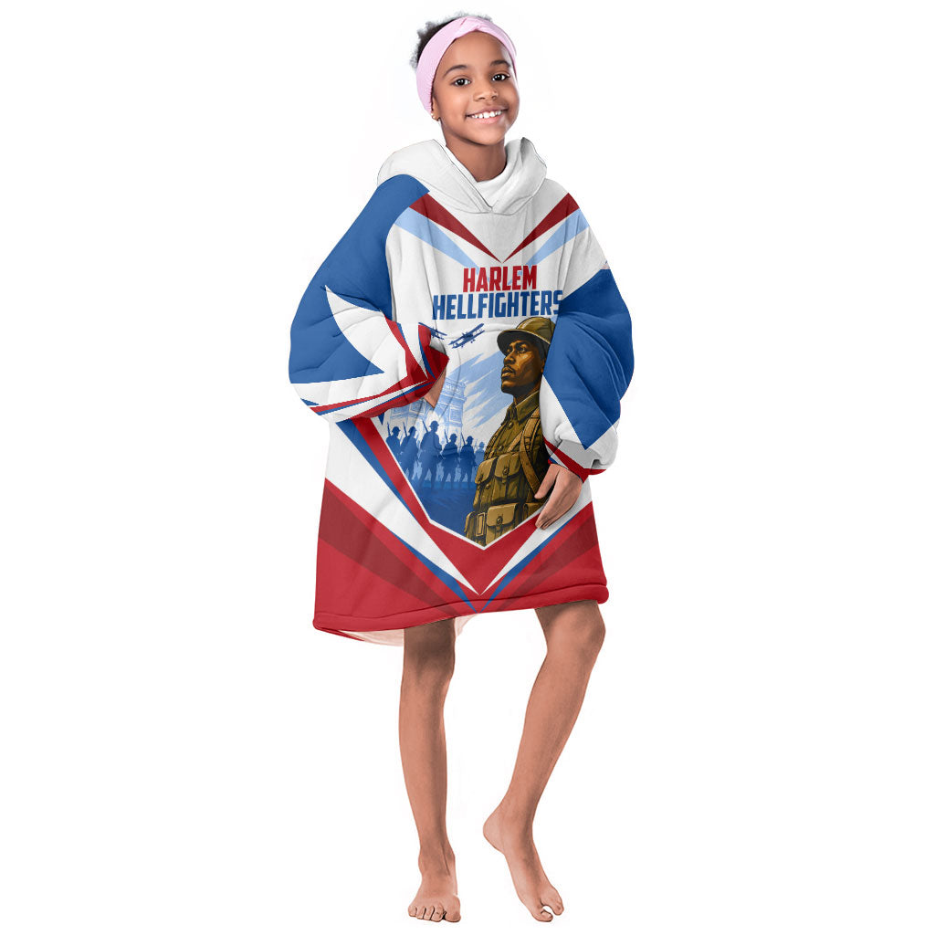 Personalized Harlem Hellfighters Kid Wearable Blanket Hoodie Vintage WWI Military History Patriotic Art