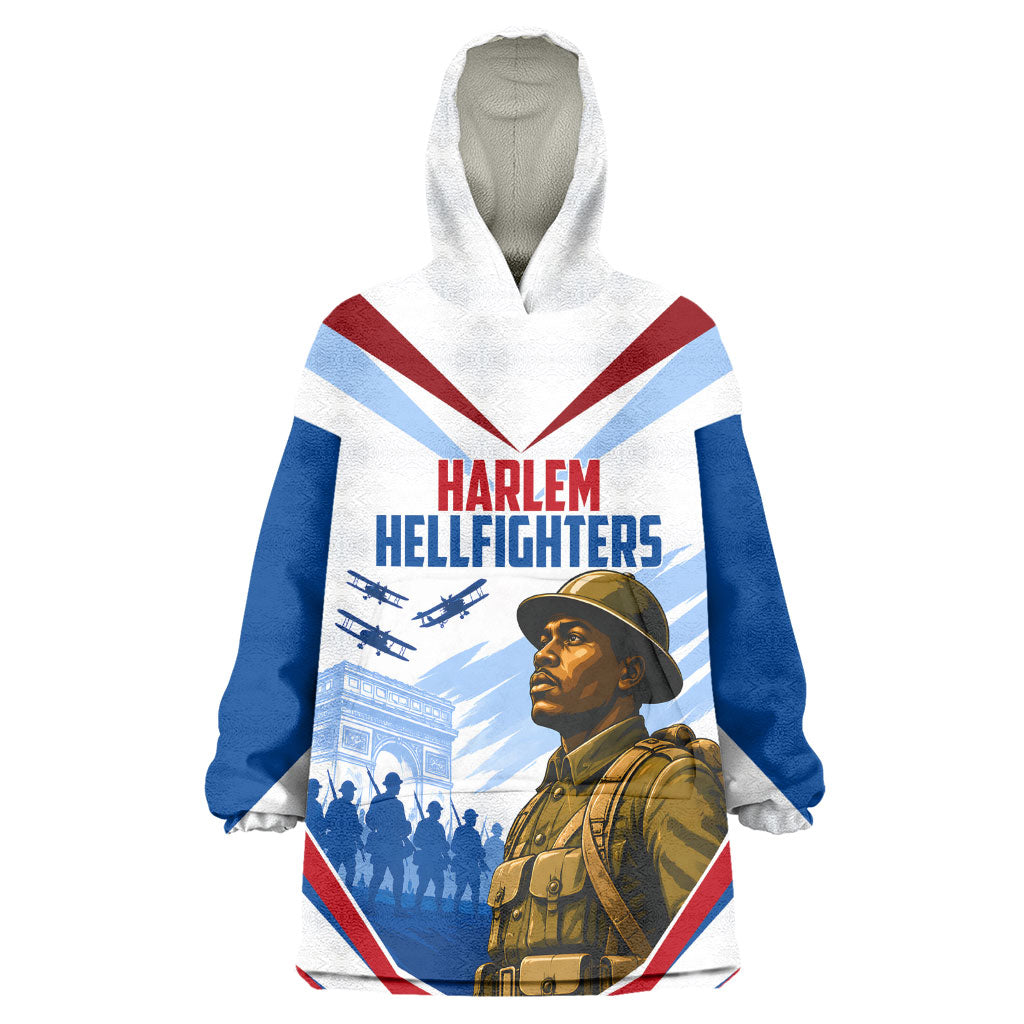 Personalized Harlem Hellfighters Kid Wearable Blanket Hoodie Vintage WWI Military History Patriotic Art