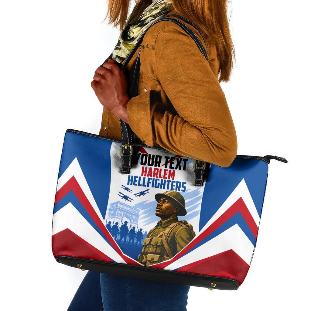 Personalized Harlem Hellfighters Leather Tote Bag Vintage WWI Military History Patriotic Art