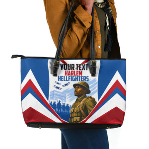 Personalized Harlem Hellfighters Leather Tote Bag Vintage WWI Military History Patriotic Art