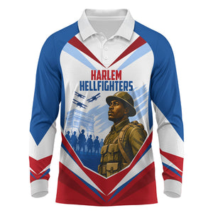 Personalized Harlem Hellfighters Long Sleeve Polo Shirt Vintage WWI Military History Patriotic Art