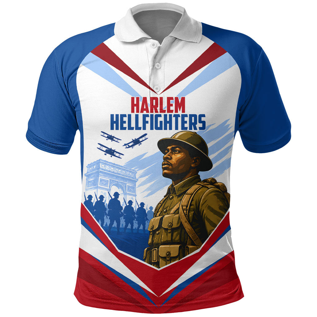 Personalized Harlem Hellfighters Polo Shirt Vintage WWI Military History Patriotic Art