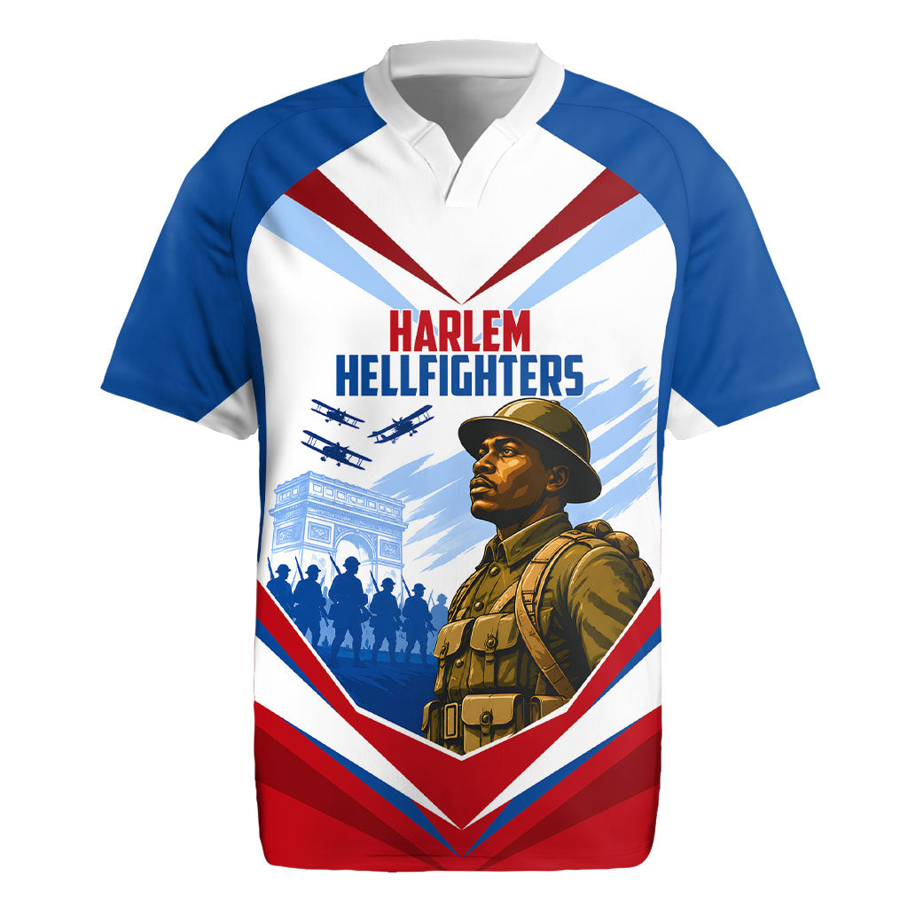 Personalized Harlem Hellfighters Rugby Jersey Vintage WWI Military History Patriotic Art