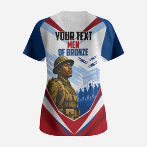 Personalized Harlem Hellfighters Scrub Top Vintage WWI Military History Patriotic Art