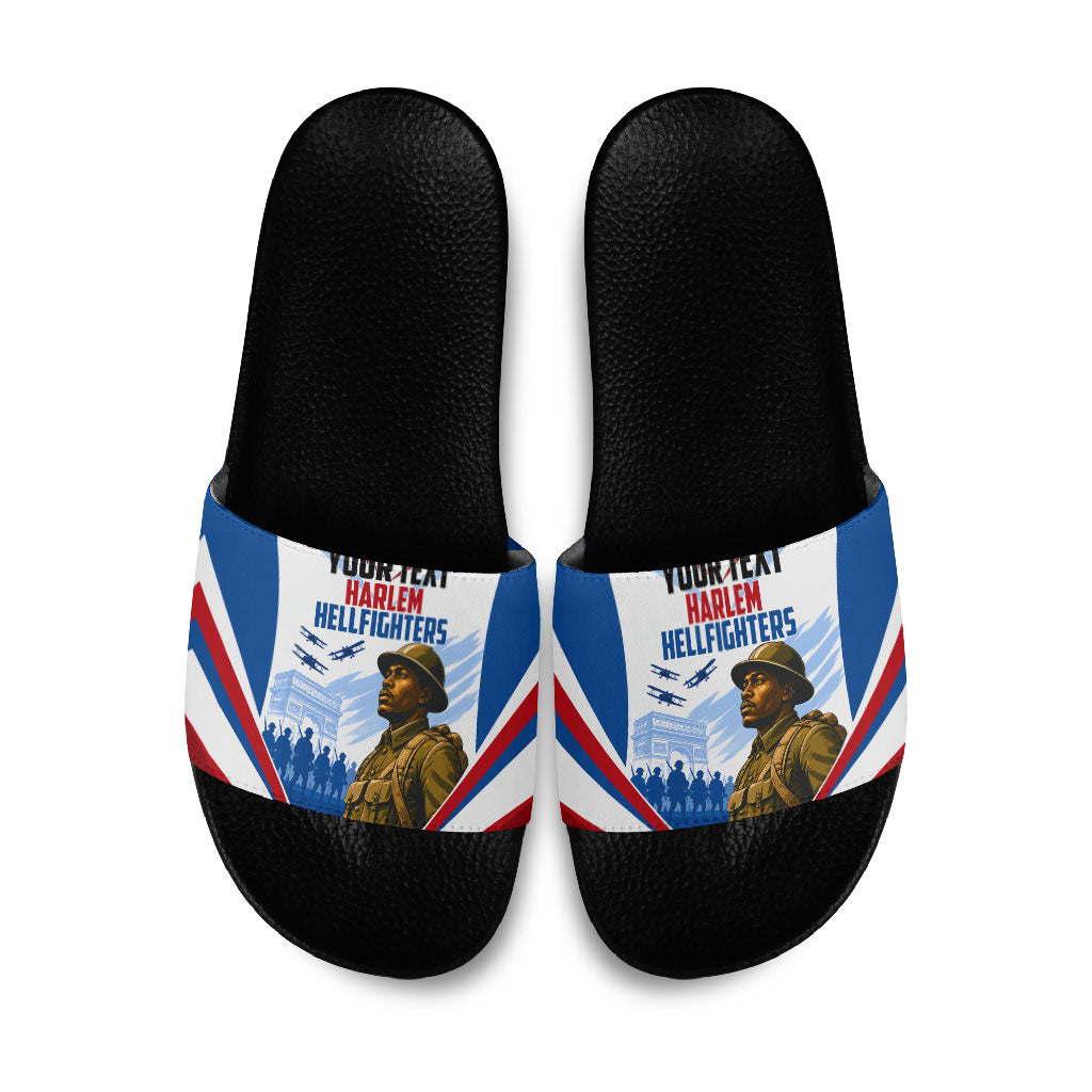 Personalized Harlem Hellfighters Slide Sandals Vintage WWI Military History Patriotic Art